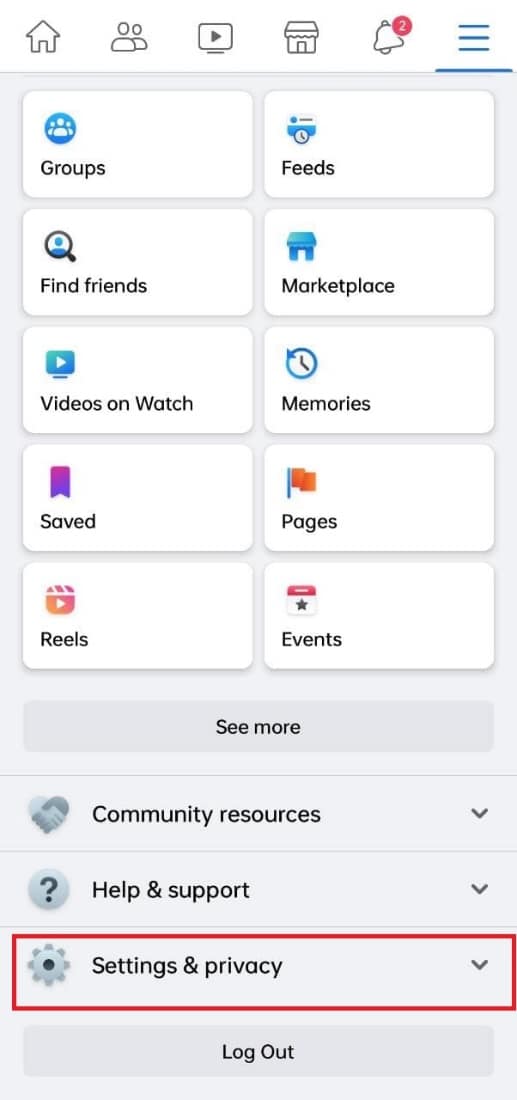 tapping on settings and privacy