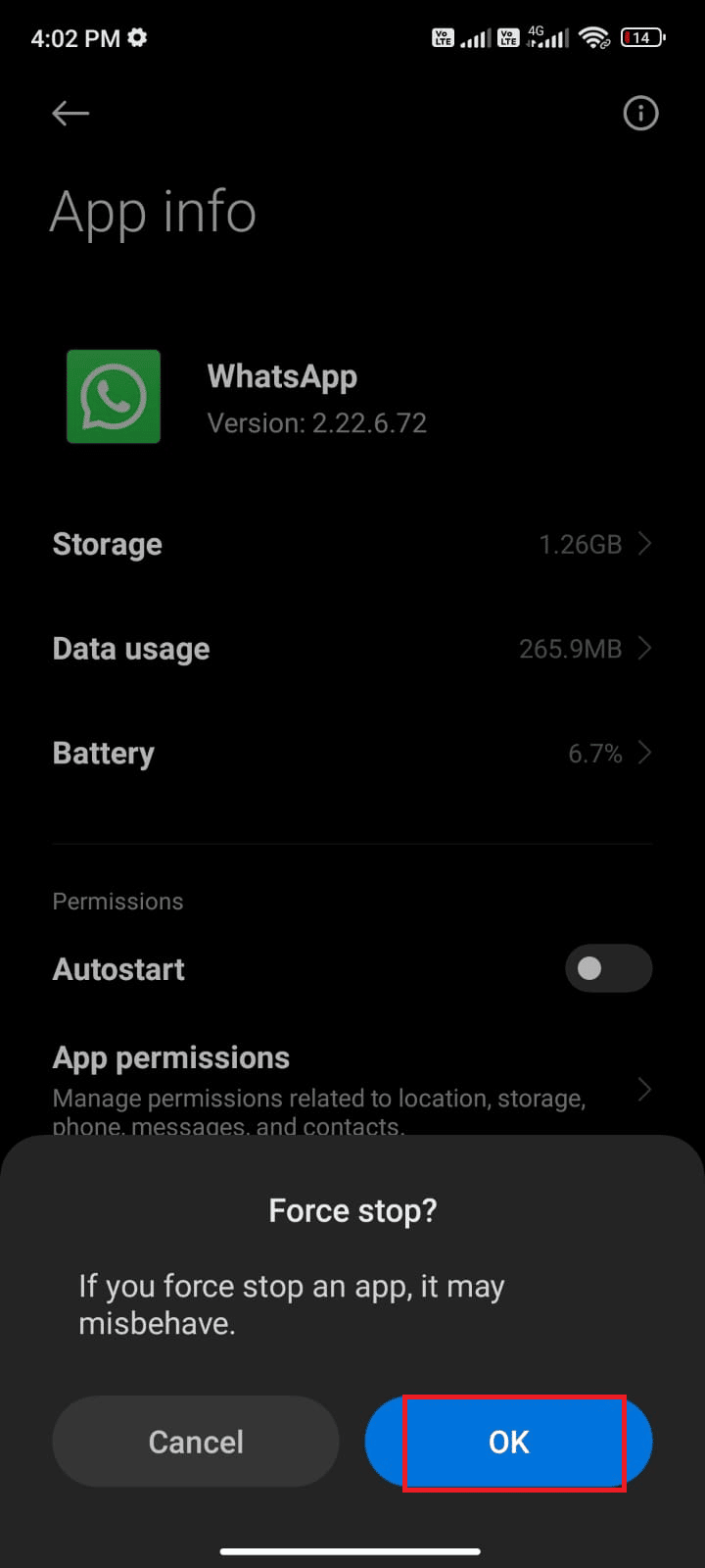 confirm the prompt by tapping on OK. Fix WhatsApp Stopped Working Today on Android