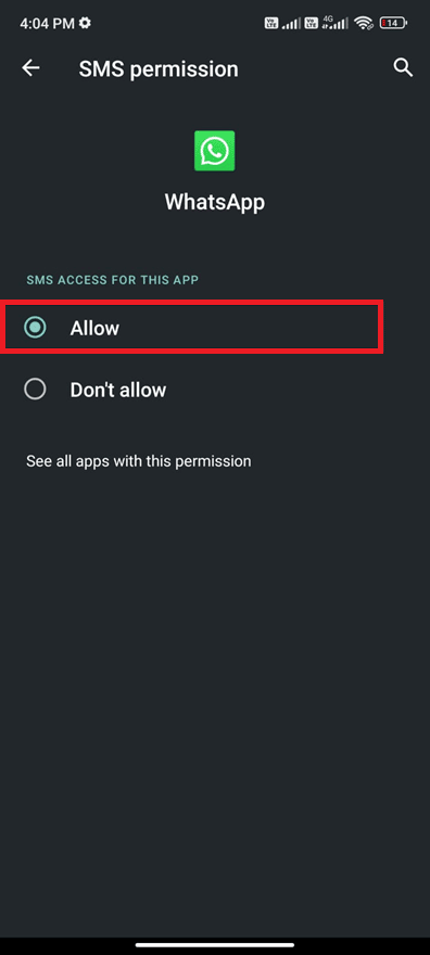 tap ALLOW option. Fix WhatsApp Stopped Working Today on Android