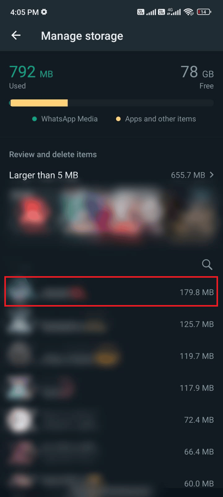 tap every chat to clear the data associated with it