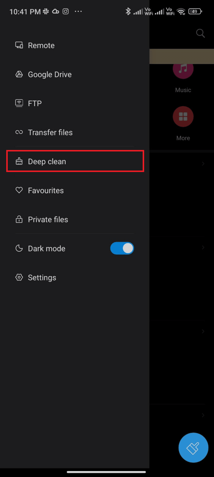 tap Deep clean 