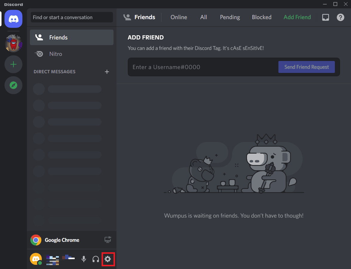 Click on the Settings gear icon from the bottom left corner