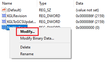 Select Modify