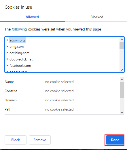 Click on the Done button