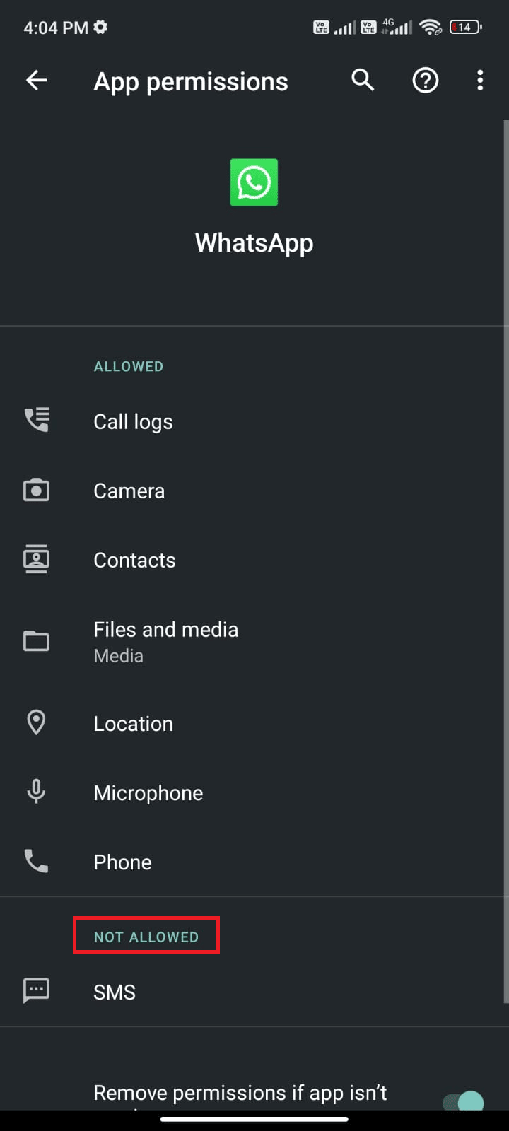 If some permissions are pending in the NOT ALLOWED LIST