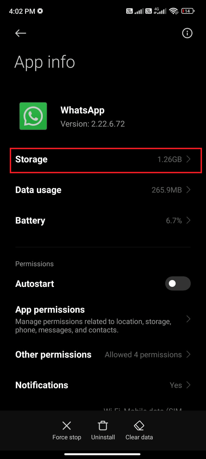 tap on the Storage option. Fix WhatsApp Keeps Crashing on Android