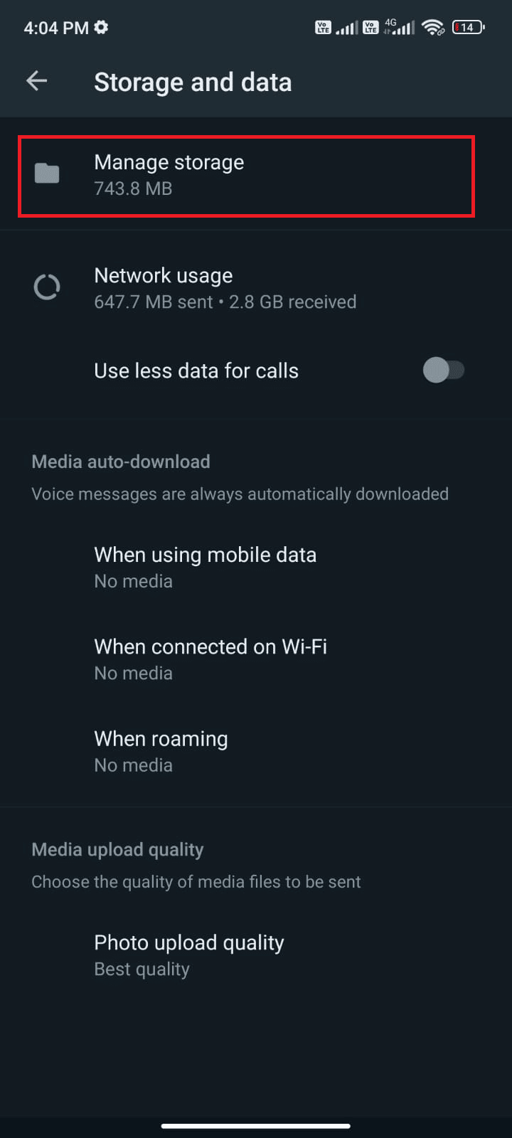 tap on Manage storage