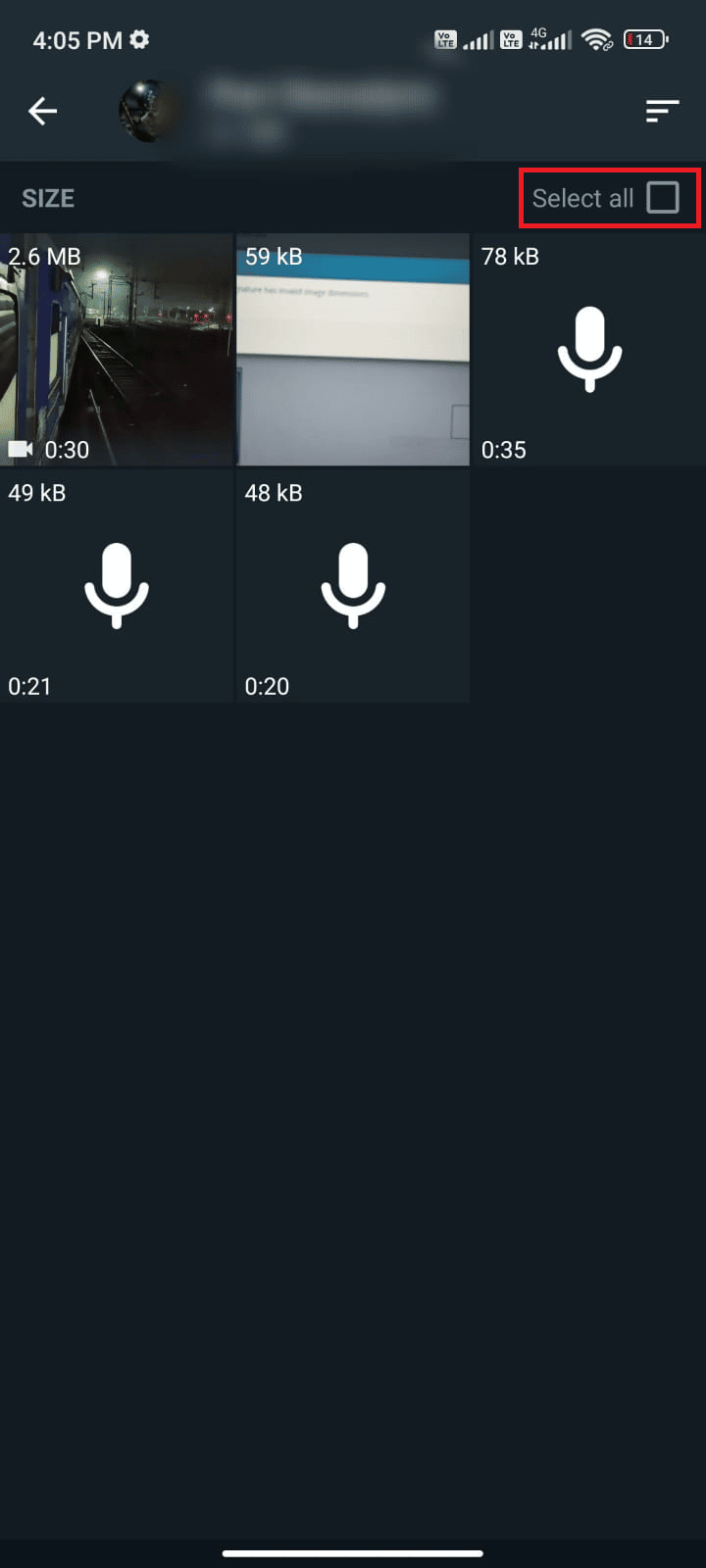 Now tap the box next to Select all option