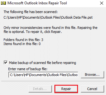 repair microsoft outlook inbox repair tool
