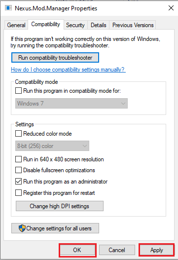 Click on the Apply and then on the OK button