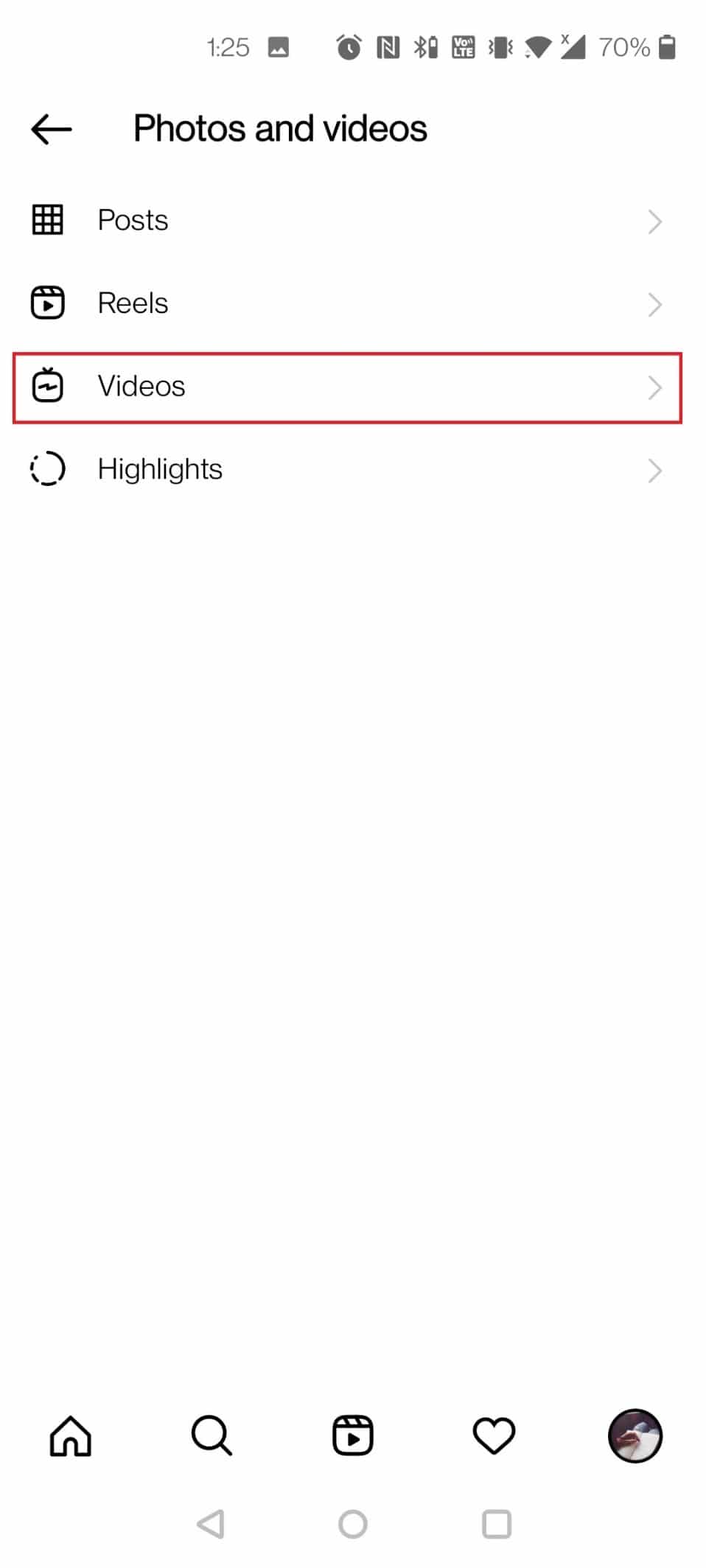 Tap on Videos