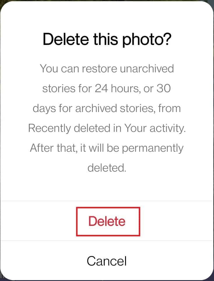 Tap on Delete in the pop-up