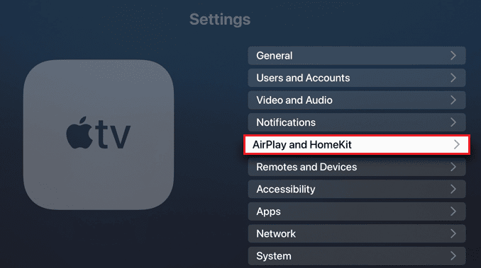 Choose AirPlay and HomeKit