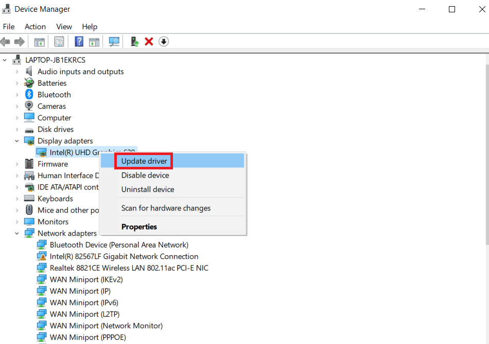 Click on Update driver