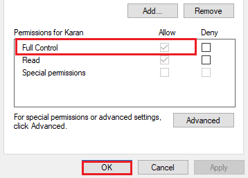 Check full control box and click ok. Fix There is a System Repair Pending Which Requires Reboot to Complete