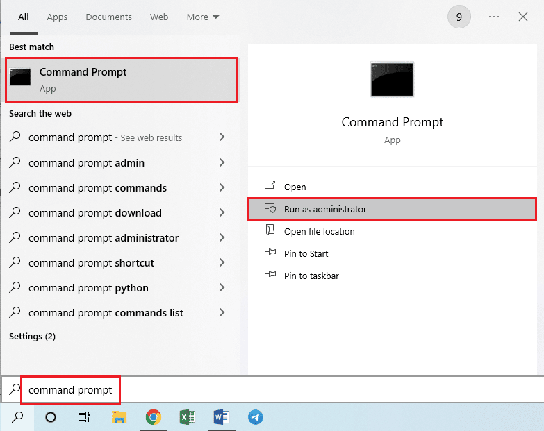 open Command Prompt as administrator option