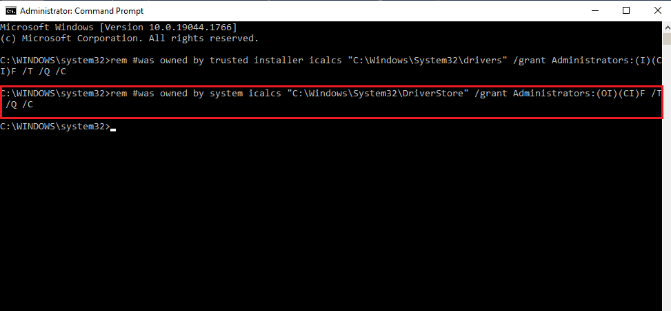 provide administrative privileges to the DriverStore folder