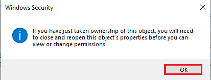 Click on the OK button on the Windows Security confirmation window
