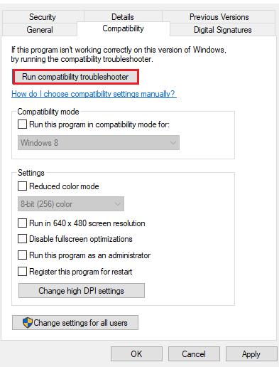 Click on run compatibility troubleshooter