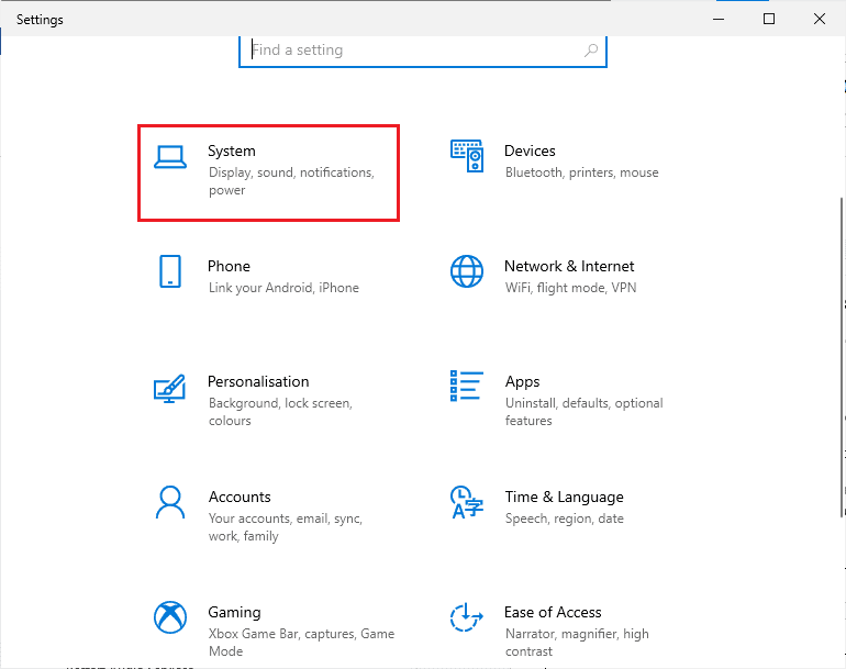 click on System setting