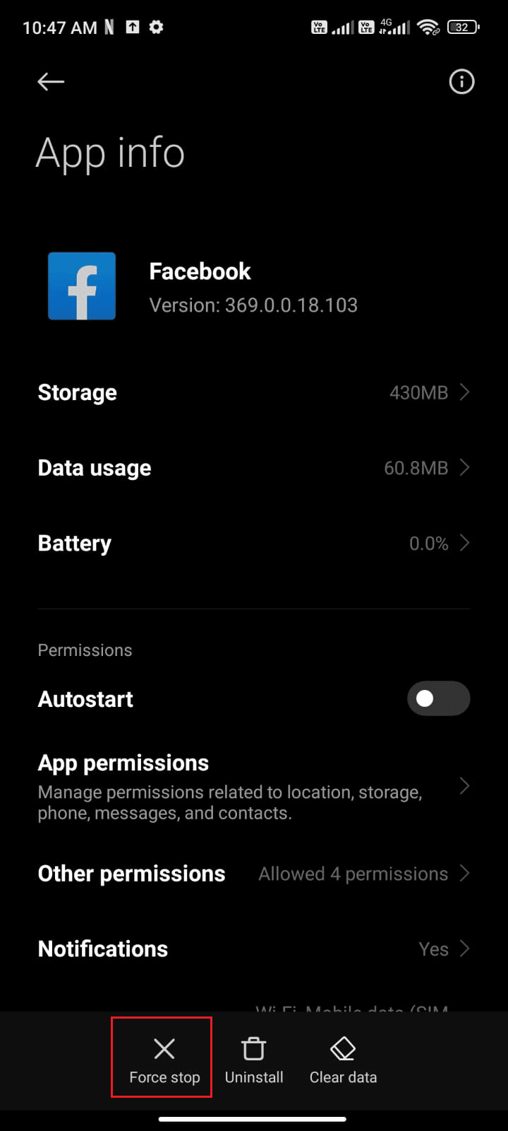 tap on the Force stop option. Fix Facebook Keeps Crashing on Android