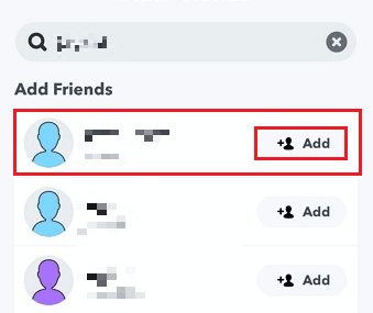 Tap on the Add option from the desired person's Snapchat profile | Can You Text Someone You Blocked on iPhone