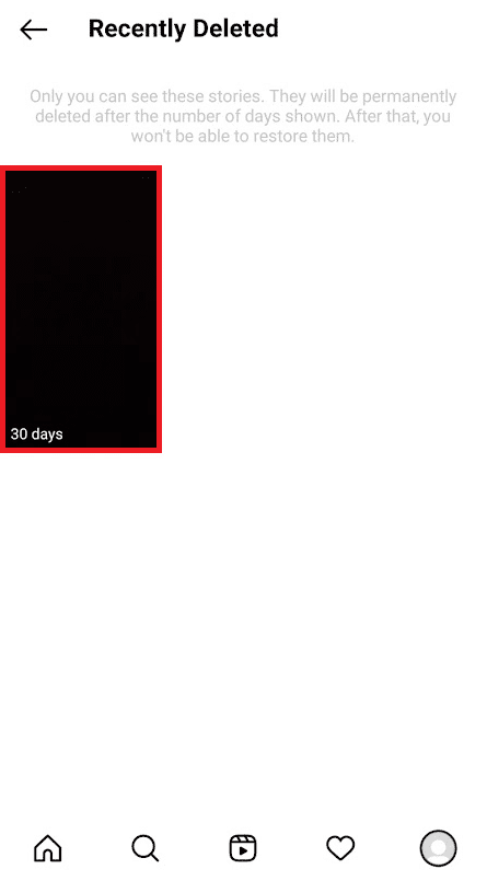deleted posts with the number of days remaining for them to get permanently deleted