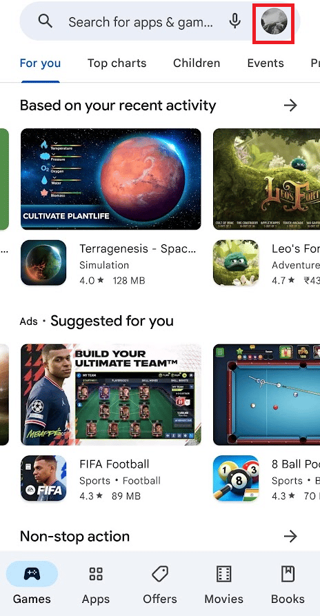 Tap on the Profile icon from the top right corner