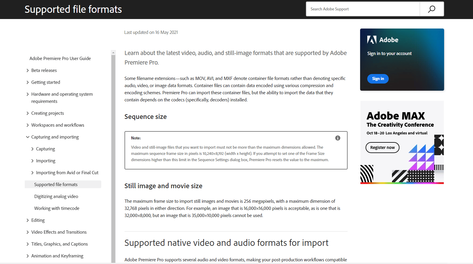 adobe supported file formats page. Fix Premiere Pro Timeline Not Working