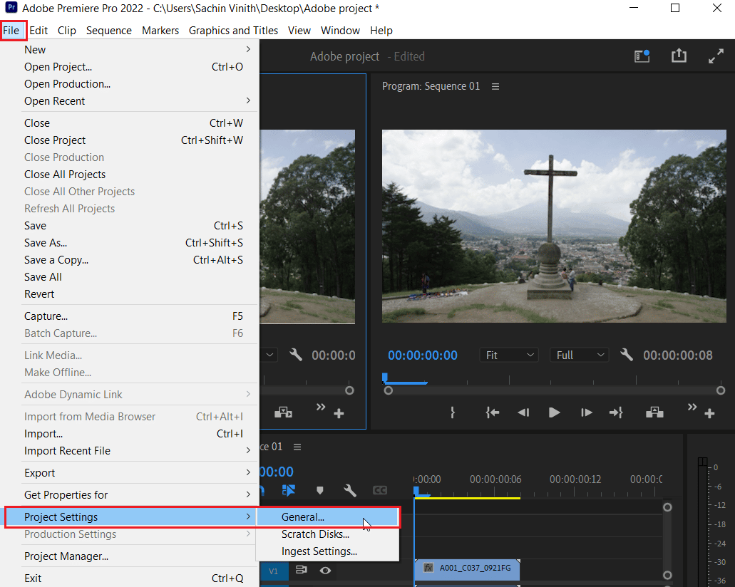 click on project settings and select general option. Fix Premiere Pro Timeline Not Working