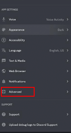 Tap on Advanced. 