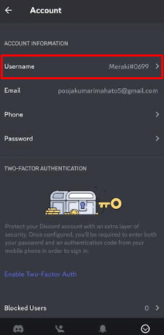 Under account information, you have the username. 