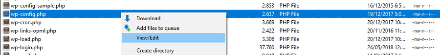 View/Edit option for your wp-config file