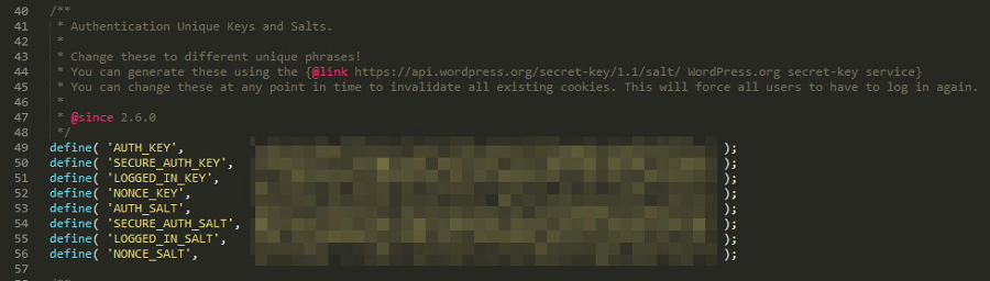 WordPress salt keys