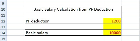 Basic salary calculation from PF deduction