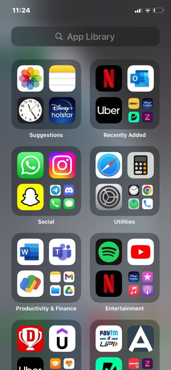 Swipe right to open the App Library on your iPhone | Can You Text Someone You Blocked on iPhone