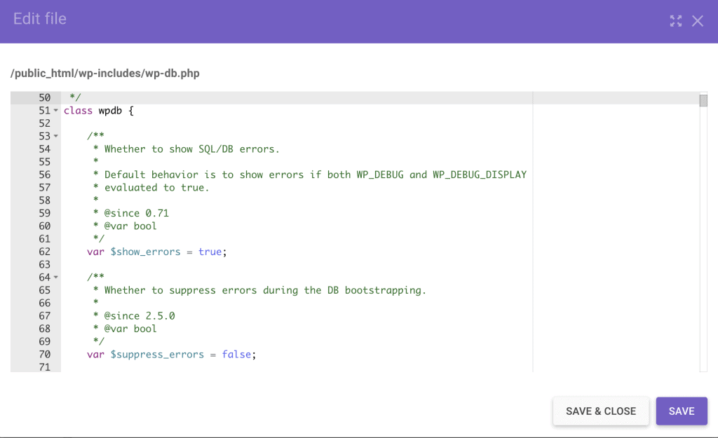 change the $show_errors variable to true