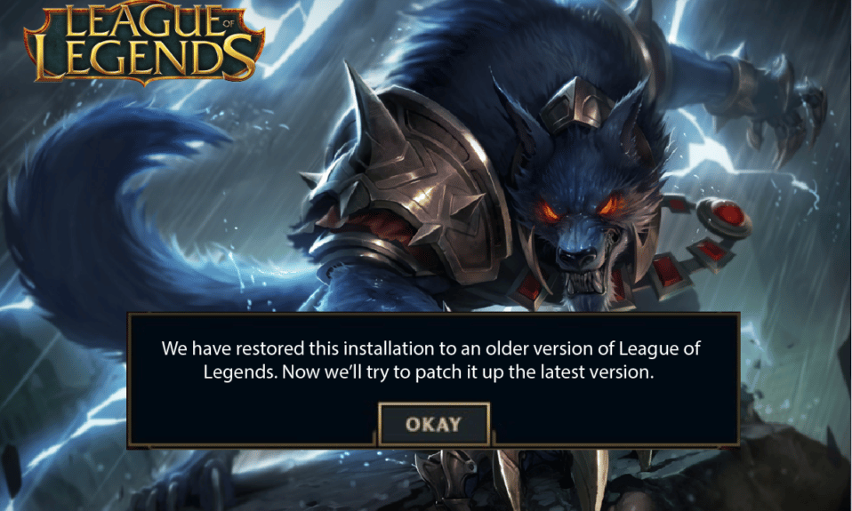 Fix League We have Restored This Installation in Windows 10