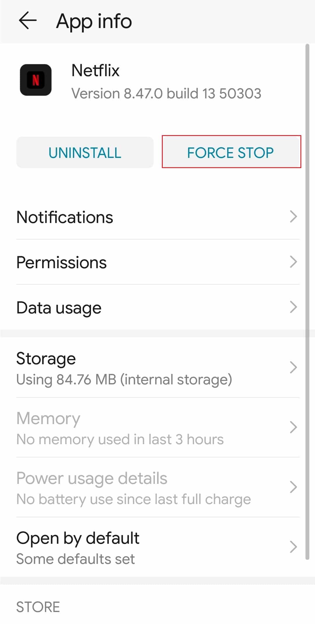 force stop netflix app