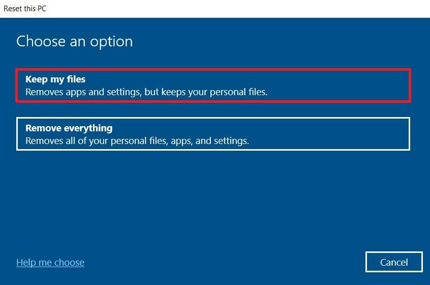 Reset this PC