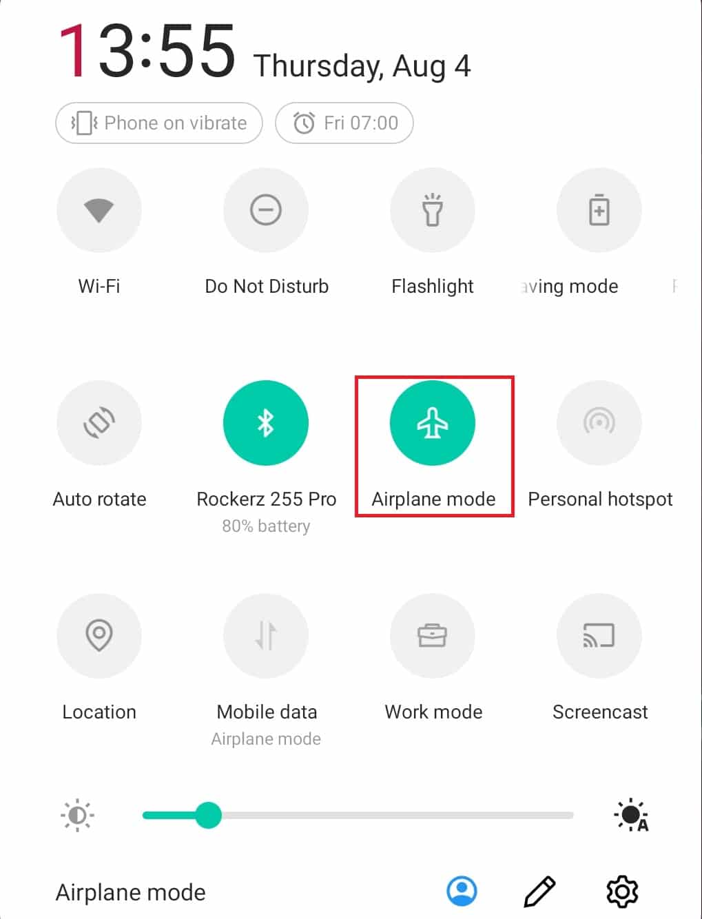 Tap on the Airplane mode icon to turn it On if it is Off by default