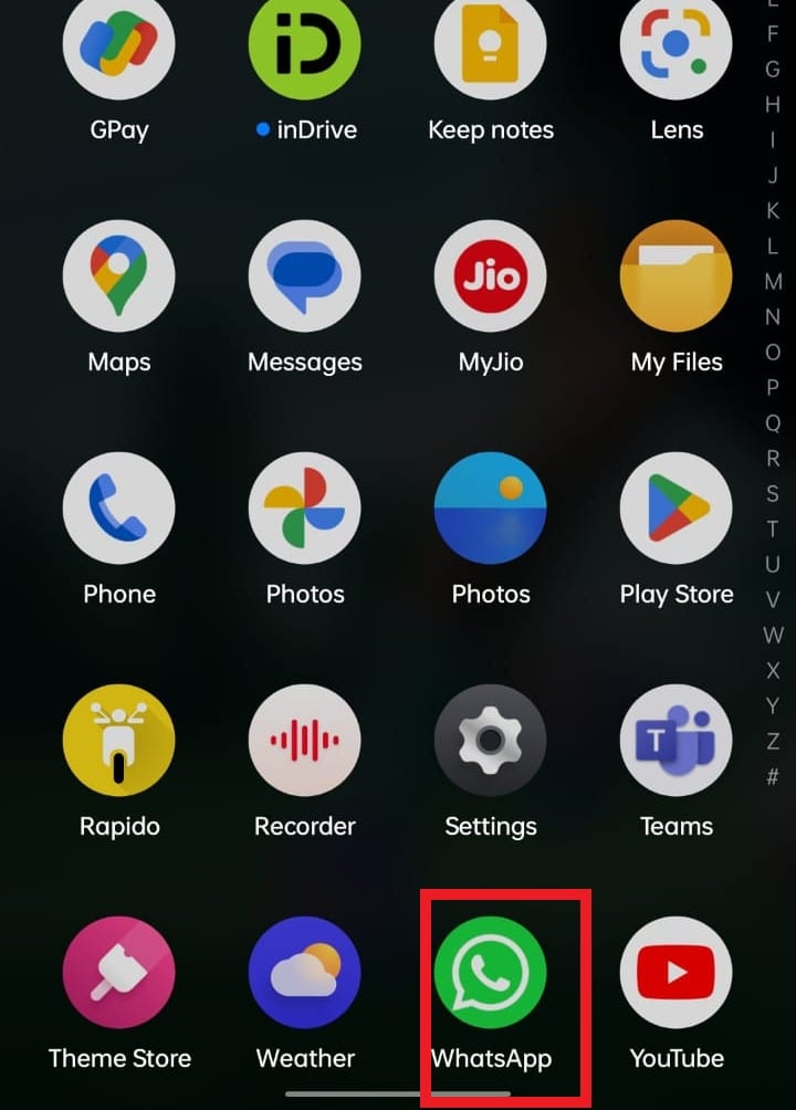 Open WhatsApp on your current device