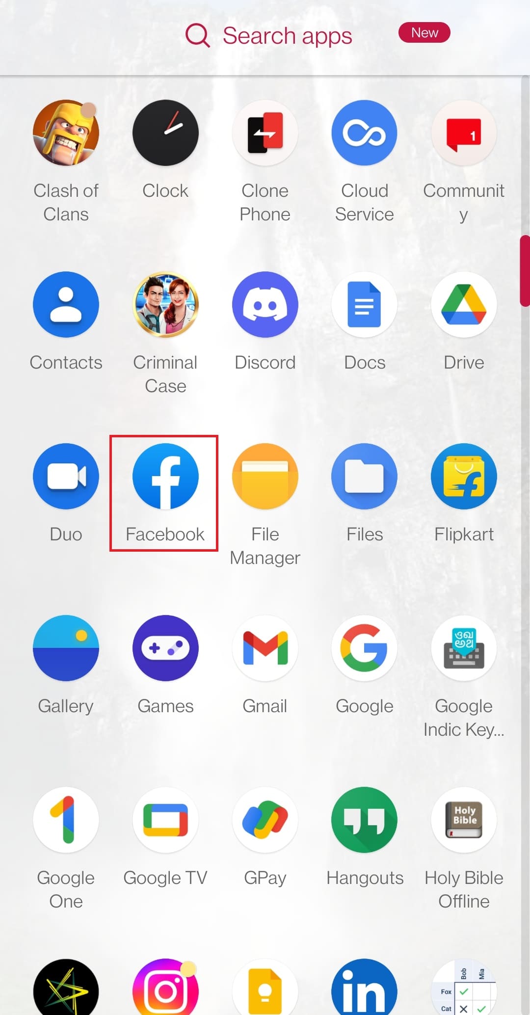 Launch the Facebook application on your Android device