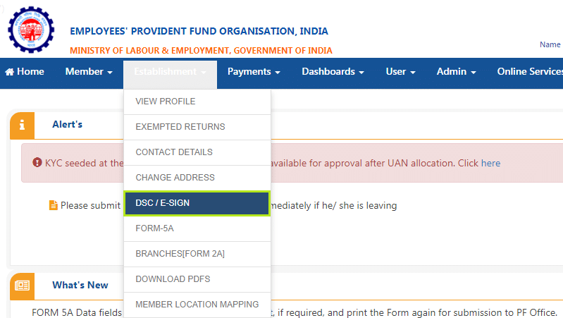 Register Aadhar Based E Sign At PF Unified Portal