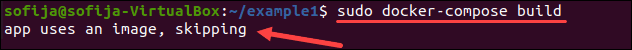 Output showing "app uses an image, skipping".