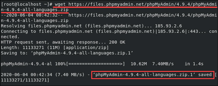 Download phpMyAdmin file on CentOS 8.