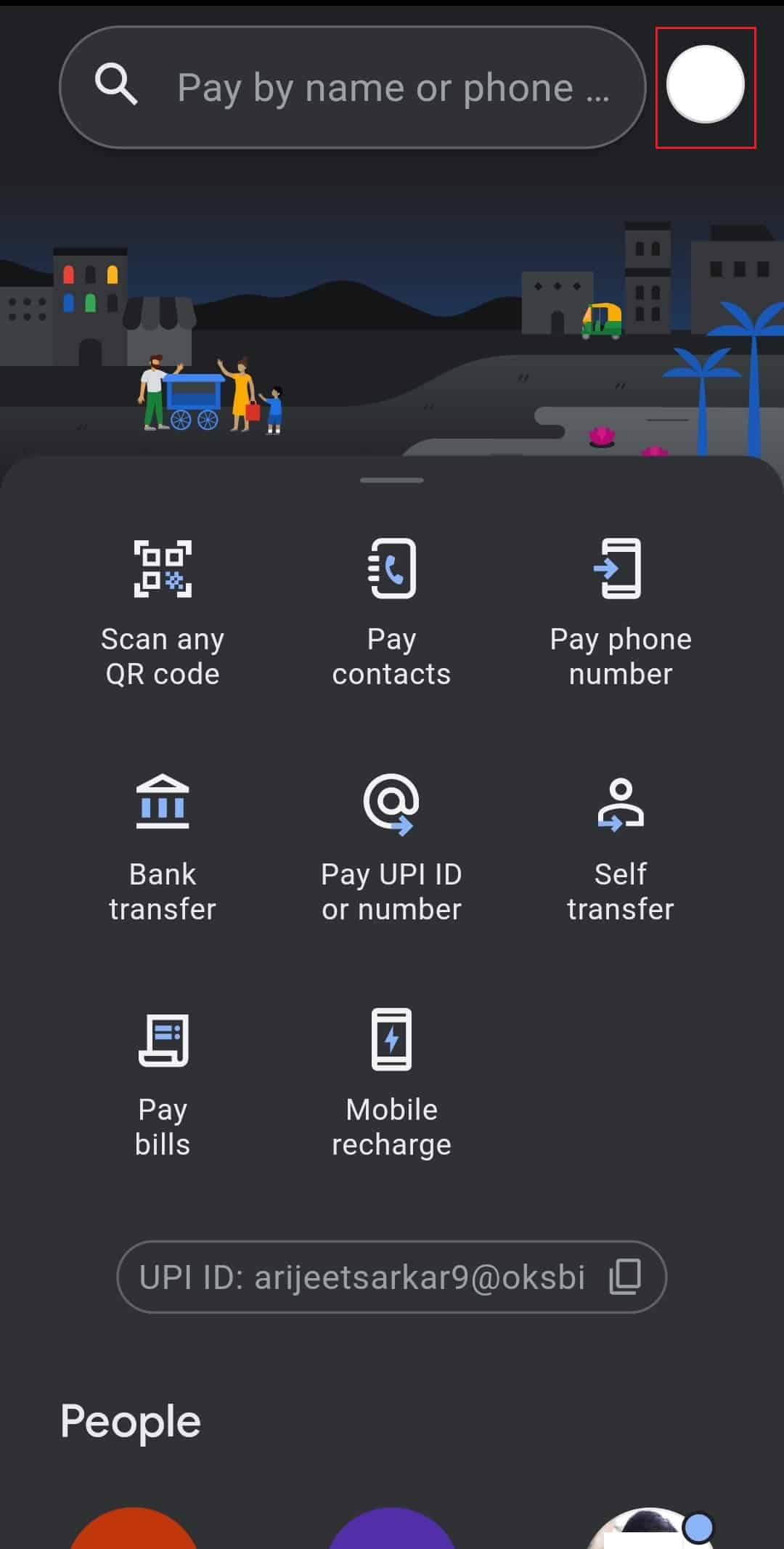 tap on profile icon