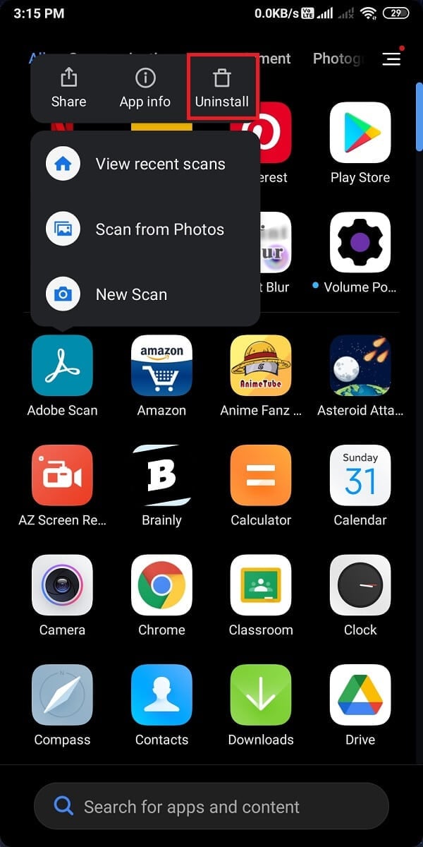 tap on Uninstall to remove the app from your Android phone. | How to Perform Resetting Harmony Hub