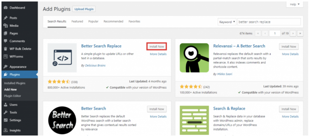 Plugins add new section 