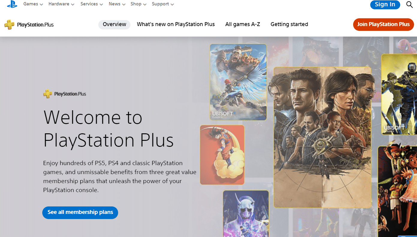 PlayStation Plus website